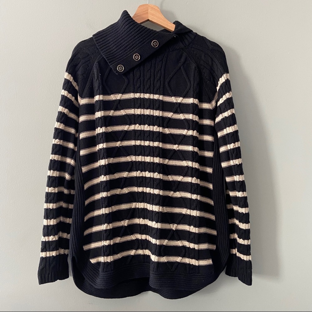 Croft&Barrow Cable Knit Stripe Chunky Neck Sweater